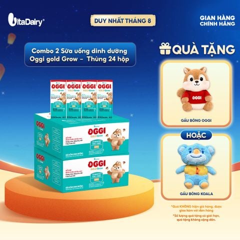  [COMBO 2 THÙNG 24 HỘP] Sữa uống dinh dưỡng Oggi Gold Grow phát triển chiều cao, hỗ trợ hấp thu - Hộp 110ml/180ml 