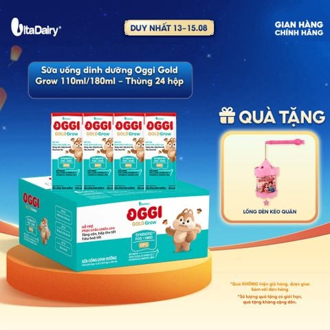  [COMBO 2 THÙNG 24 HỘP] Sữa uống dinh dưỡng Oggi Gold Grow 180ml - phát triển chiều cao, hỗ trợ hấp thu 