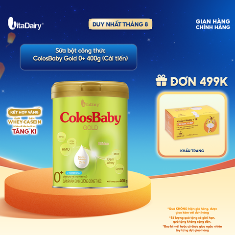  Sữa bột ColosBaby Gold cải tiến 0+ cho trẻ sơ sinh – Bổ sung dinh dưỡng cho bé - Lon 400g 