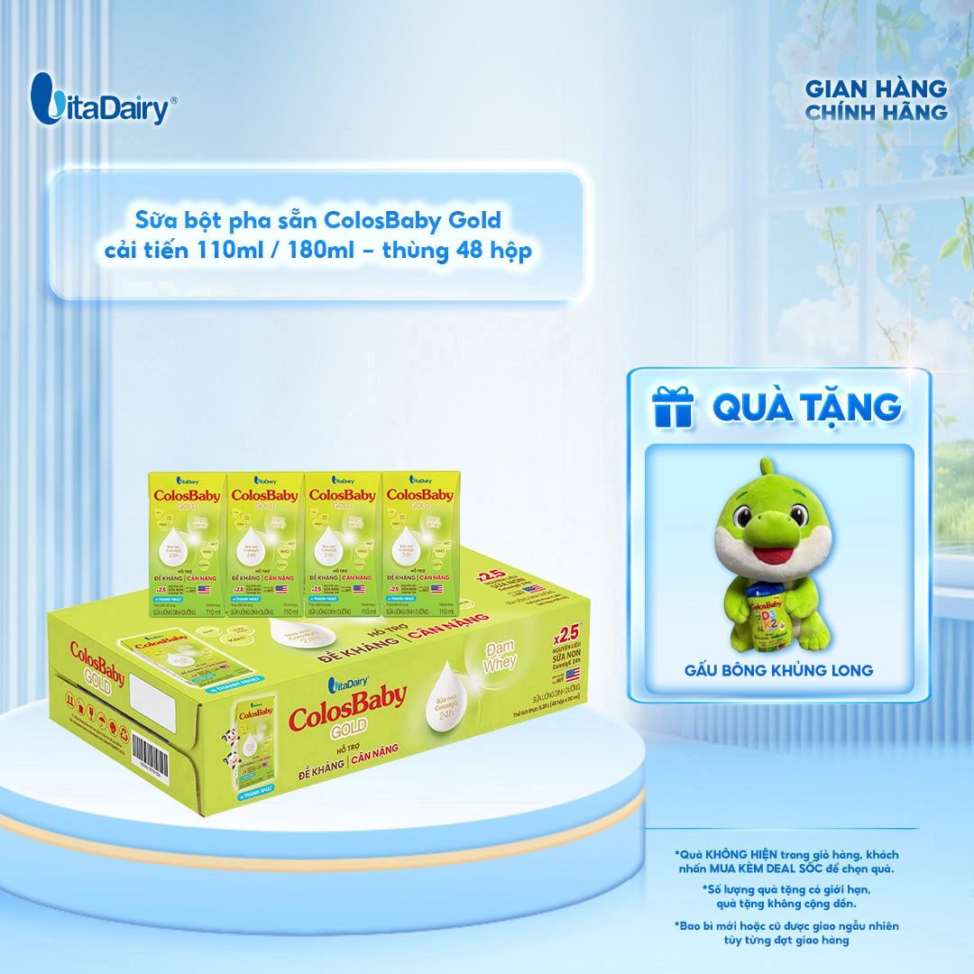  Sữa uống dinh dưỡng Colosbaby Gold 110ml - Thùng 48 hộp - VitaDairy 