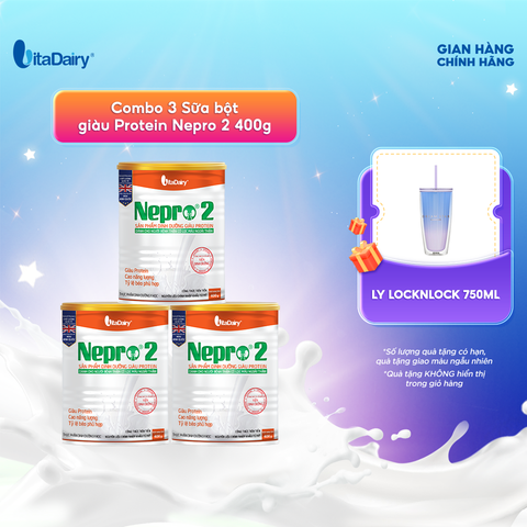  Combo 3 Sữa bột Nepro 2 400g, phù hợp với người cần lưu ý đến chức năng thận - VitaDairy 
