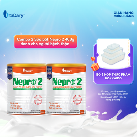  Combo 2 Sữa bột Nepro 2 400g dành cho người bệnh thận - VitaDairy 