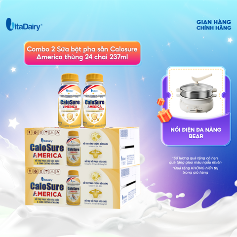  Combo 2 Sữa bột pha sẵn Calosure America thùng 24 chai 237ml - VitaDairy 