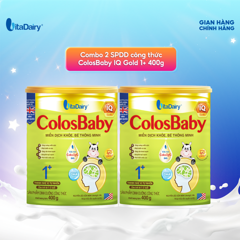  Combo 2 Sữa non Colosbaby IQ Gold 1+ 400g, sữa bột giúp hỗ trợ dinh dưỡng cho não bộ của bé - VitaDairy 