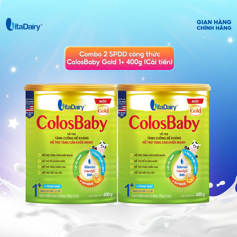  Combo 2 Sữa non ColosBaby Gold 1+ 400g (Cải tiến), sữa bột giúp giúp bổ sung dưỡng chất, cho cơ thể khỏe khoắn, tăng trưởng tự nhiên - VitaDairy 