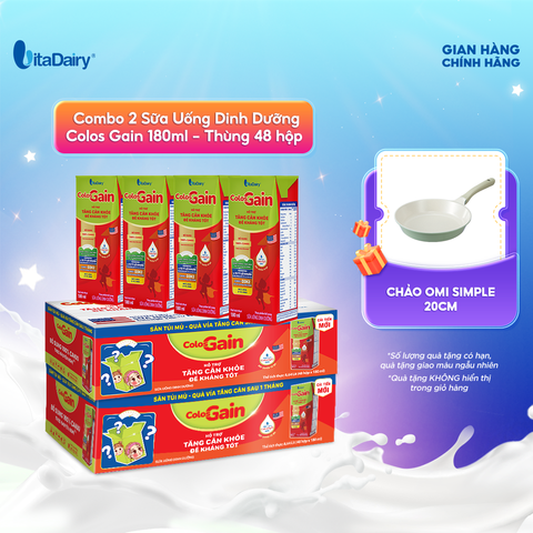  Combo 2 Sữa uống dinh dưỡng Colos Gain 180ml - thùng 48 hộp - VitaDairy 