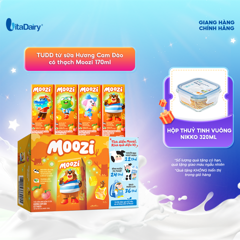  Thức uống dinh dưỡng từ sữa Hương Cam Đào có thạch Moozi 170ml - Thùng 48 hộp 