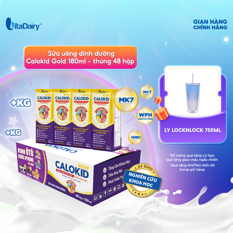  Sữa uống dinh dưỡng Calokid Gold 180ml - thùng 48 hộp - VitaDairy 