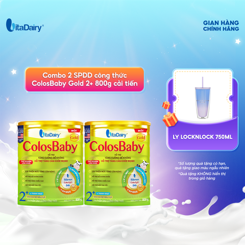  Combo 2 Sữa bột ColosBaby Gold 2+ 800g (Cải tiến), vị thanh nhạt, hỗ trợ cải thiện cân nặng, hỗ trợ quá trình lớn khôn khỏe mạnh cho bé 