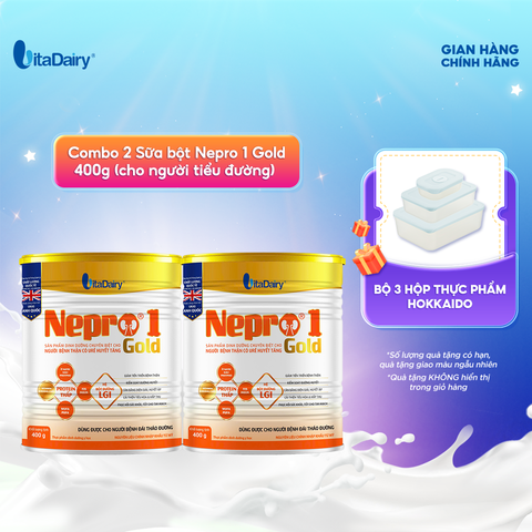  Combo 2 Sữa bột Nepro 1 Gold 400g (cho người tiểu đường) - VitaDairy 