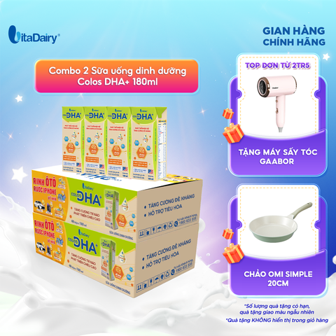  Combo 2 Sữa uống dinh dưỡng Colos DHA+ 180ml - VitaDairy 