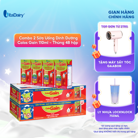  Combo 2 Sữa uống dinh dưỡng ColosGain 110ml - thùng 48 hộp - VitaDairy 