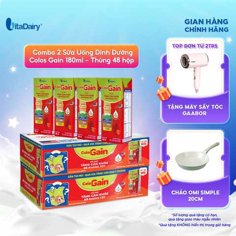  Combo 2 Sữa uống dinh dưỡng Colos Gain 180ml - thùng 48 hộp - VitaDairy 