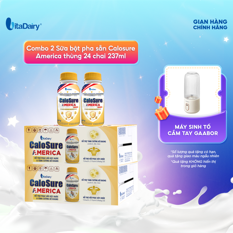  Combo 2 Sữa bột pha sẵn Calosure America thùng 24 chai 237ml - VitaDairy 