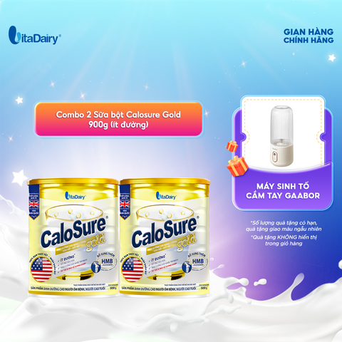  Combo 2 Sữa bột dùng cho chế độ ăn đặc biệt Calosure Gold 900g (ít đường) - Vitadairy 