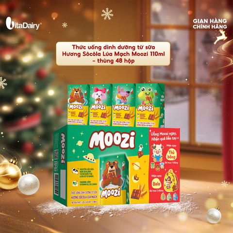  Thức uống dinh dưỡng từ sữa Hương Sôcôla Lúa Mạch Moozi 110ml - thùng 48 hộp 