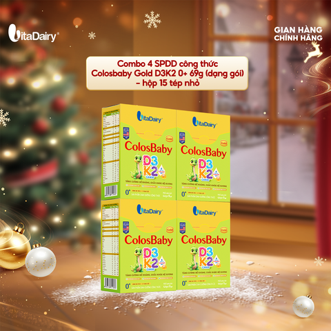  Combo 4 Sữa non Colosbaby Gold D3K2 0+ 69g (dạng gói) - hộp 15 tép nhỏ - VitaDairy 