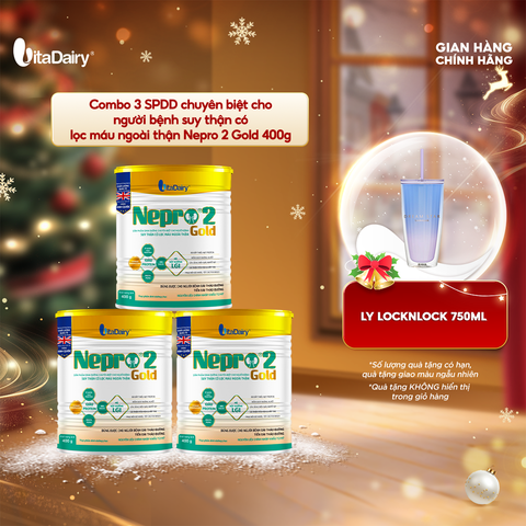  Combo 3 Sữa bột Nepro 2 Gold 400g, bổ sung dinh dưỡng cân đối, phù hợp với người cần lưu ý đường huyết - VitaDairy 