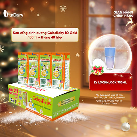  Sữa uống dinh dưỡng ColosBaby IQ Gold 180ml - thùng 48 hộp - VitaDairy 