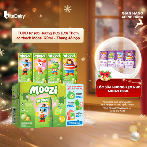 Thức uống dinh dưỡng từ sữa Hương Dưa Lưới Thơm có thạch Moozi 170ml - Thùng 48 hộp 