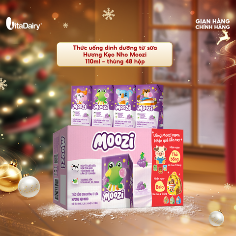  Thức uống dinh dưỡng từ sữa Hương Kẹo Nho Moozi 110ml - thùng 48 hộp 