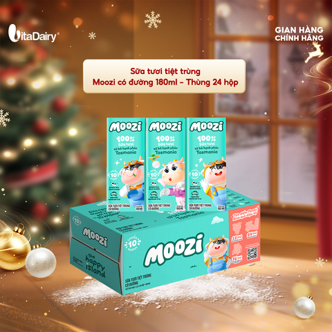  Sữa tươi tiệt trùng Moozi có đường 180ml - Thùng 24 hộp 