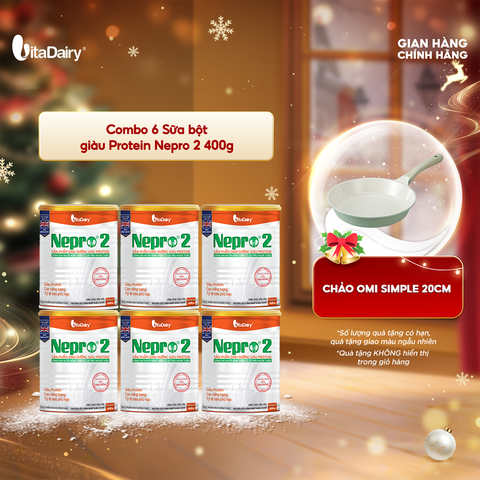  Combo 6 Sữa bột Nepro 2 400g, bổ sung dinh dưỡng cân đối với mức đạm hợp lý - VitaDairy 