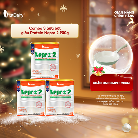  Combo 3 Sữa bột Nepro 2 900g phù hợp với người cần lưu ý đến chức năng thận - VitaDairy 