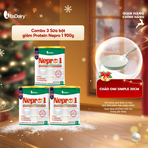  Combo 3 Sữa bột Nepro 1 900g, phù hợp với người cần lưu ý đến chức năng thận - VitaDairy 