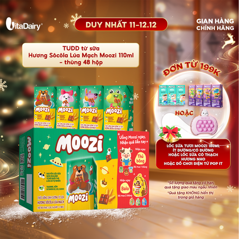  Thức uống dinh dưỡng từ sữa Hương Sôcôla Lúa Mạch Moozi 110ml - thùng 48 hộp 