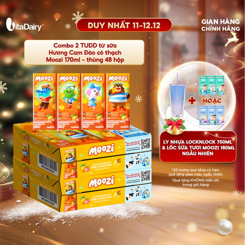  Combo 2 Thùng thức uống dinh dưỡng từ sữa Hương Cam Đào có thạch Moozi 170ml - Thùng 48 hộp 