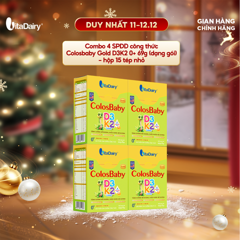  Combo 4 Sữa non Colosbaby Gold D3K2 0+ 69g (dạng gói) - hộp 15 tép nhỏ - VitaDairy 