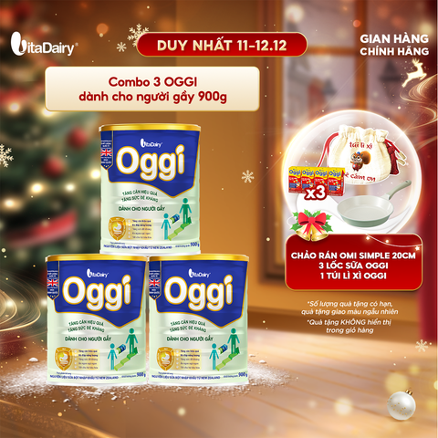  Combo 3 Sữa bột OGGI 900g hỗ trợ dinh dưỡng cho người cần tăng cân và duy trì vóc dáng - VitaDairy 