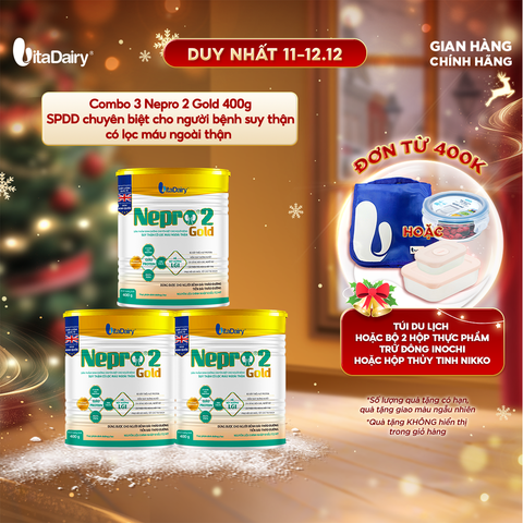  Combo 3 Sữa bột Nepro 2 Gold 400g, bổ sung dinh dưỡng cân đối, phù hợp với người cần lưu ý đường huyết - VitaDairy 