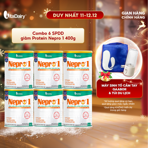  Combo 6 Sữa bột Nepro 1 400g, bổ sung dinh dưỡng cân đối với mức đạm hợp lý - VitaDairy 
