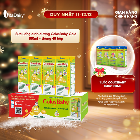 Sữa uống dinh dưỡng Colosbaby Gold 180ml - thùng 48 hộp - VitaDairy 