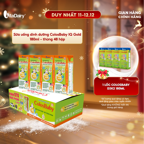  Sữa uống dinh dưỡng ColosBaby IQ Gold 180ml - thùng 48 hộp - VitaDairy 