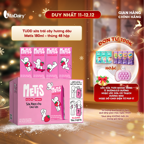  Thức uống dinh dưỡng sữa trái cây hương nho Metis 180ml - thùng 48 hộp 