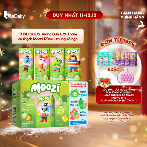  Thức uống dinh dưỡng từ sữa Hương Dưa Lưới Thơm có thạch Moozi 170ml - Thùng 48 hộp 