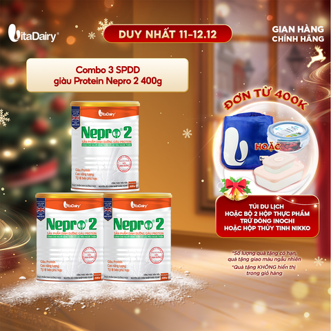  Combo 3 Sữa bột Nepro 2 400g, phù hợp với người cần lưu ý đến chức năng thận - VitaDairy 