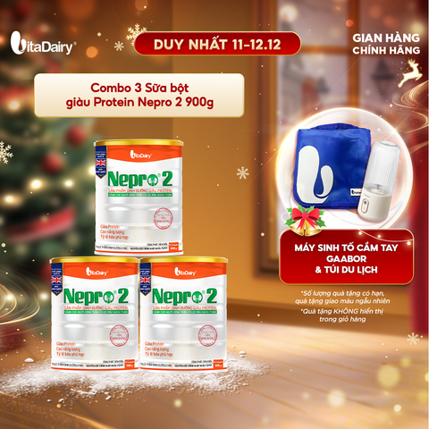  Combo 3 Sữa bột Nepro 2 900g phù hợp với người cần lưu ý đến chức năng thận - VitaDairy 