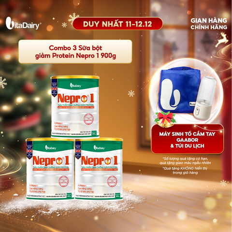  Combo 3 Sữa bột Nepro 1 900g, phù hợp với người cần lưu ý đến chức năng thận - VitaDairy 
