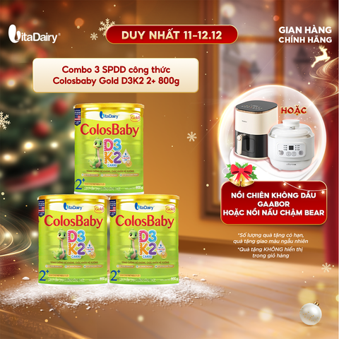  Combo 3 SPDD công thức Colosbaby Gold D3K2 2+ 800g 