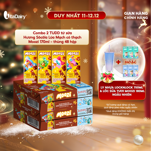 Combo 2 Thùng thức uống dinh dưỡng từ sữa Hương Sôcôla Lúa Mạch có thạch Moozi 170ml 