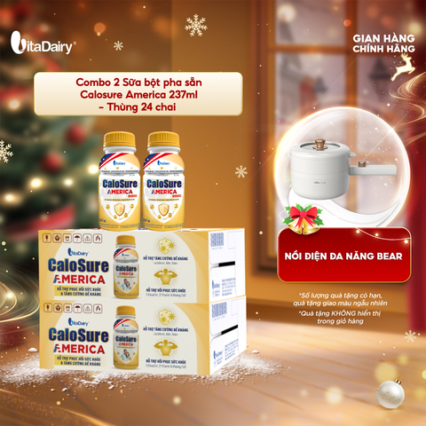  Combo 2 Sữa bột pha sẵn Calosure America thùng 24 chai 237ml - VitaDairy 