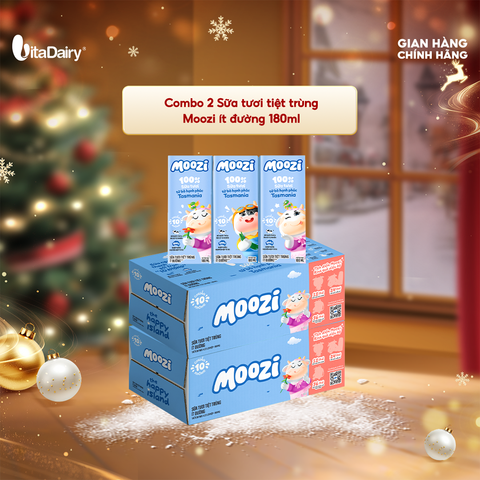  Combo 2 Thùng sữa tươi tiệt trùng Moozi ít đường 180ml - Thùng 24 hộp 