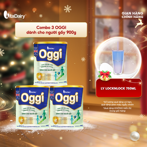  Combo 3 Sữa bột OGGI 900g hỗ trợ dinh dưỡng cho người cần tăng cân và duy trì vóc dáng - VitaDairy 