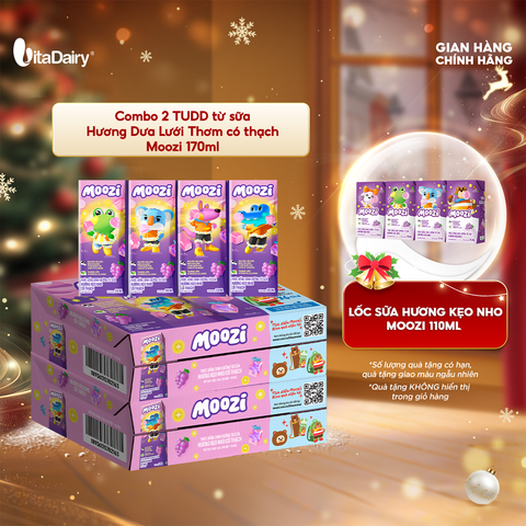  Combo 2 Thùng thức uống dinh dưỡng từ sữa Hương Kẹo Nho có thạch Moozi 170ml - Thùng 48 hộp 