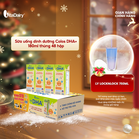  Sữa uống dinh dưỡng Colos DHA+ 180ml thùng 48 hộp - VitaDairy 