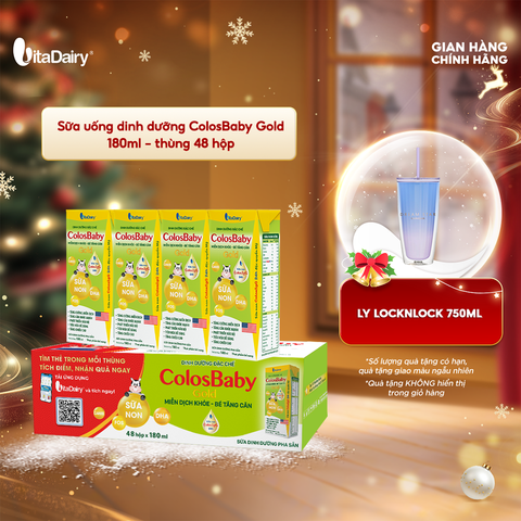  Sữa uống dinh dưỡng Colosbaby Gold 180ml - thùng 48 hộp - VitaDairy 